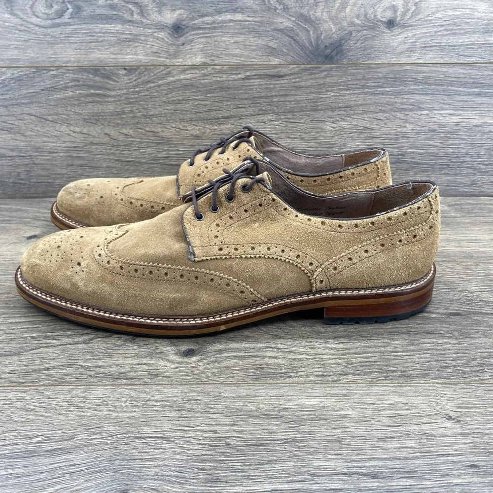 Joseph Abboud Frederick Tan Suede Wingtip Oxford Dress Shoes Mens 11 500373